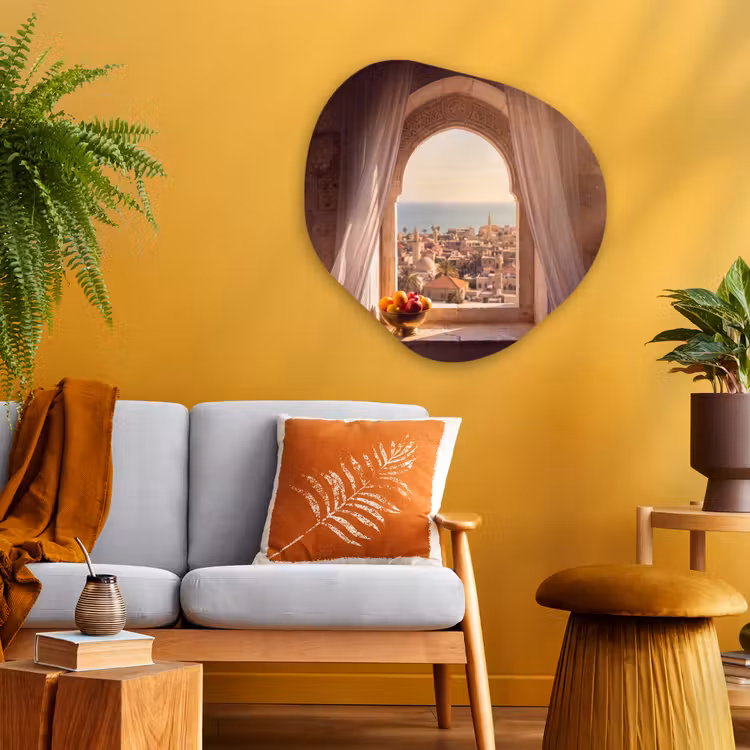Organisch schilderij glas - Raam - Stad - Zee — 3