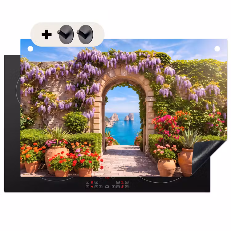 Inductiebeschermer & spatscherm (2in1) - Bloemen - Tuin - Landschap — 1