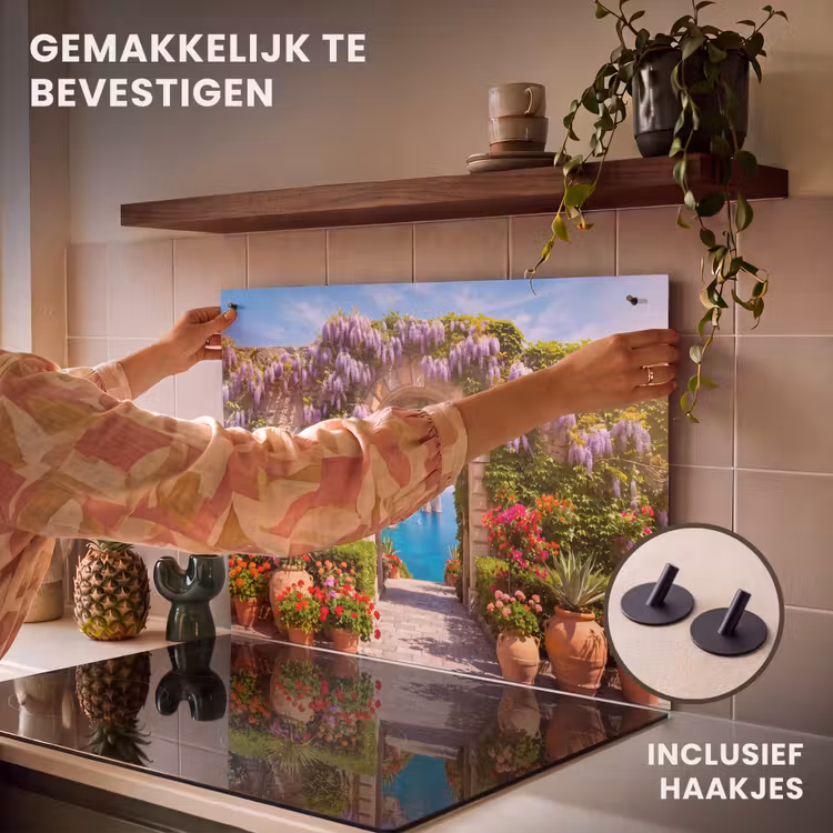 Inductiebeschermer & spatscherm (2in1) - Bloemen - Tuin - Landschap — 7