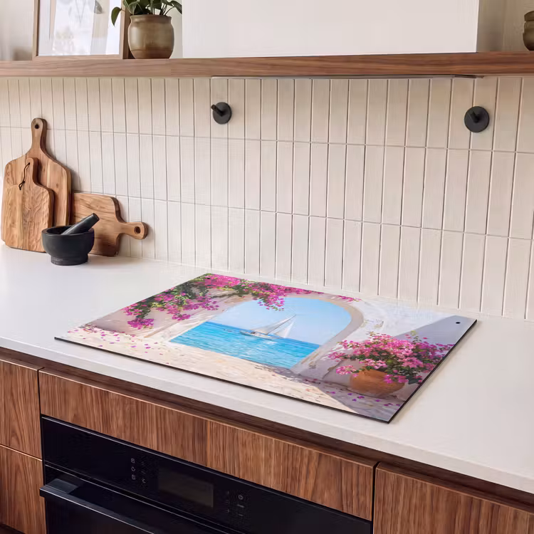 Inductiebeschermer & spatscherm (2in1) - Bloemen - Zee - Zomer — 3
