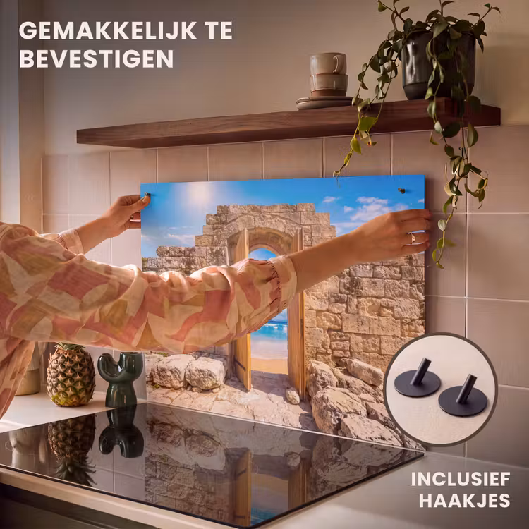 Inductiebeschermer & spatscherm (2in1) - Deur - Strand - Zee — 7