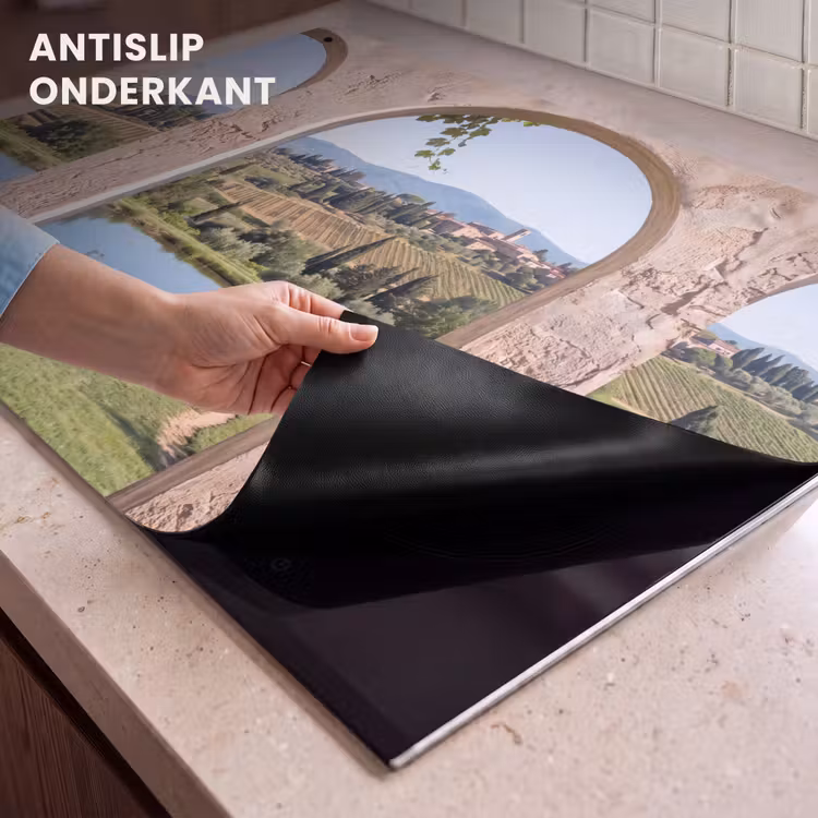 Inductiebeschermer & spatscherm (2in1) - Dorp - Landschap - Natuur — 4