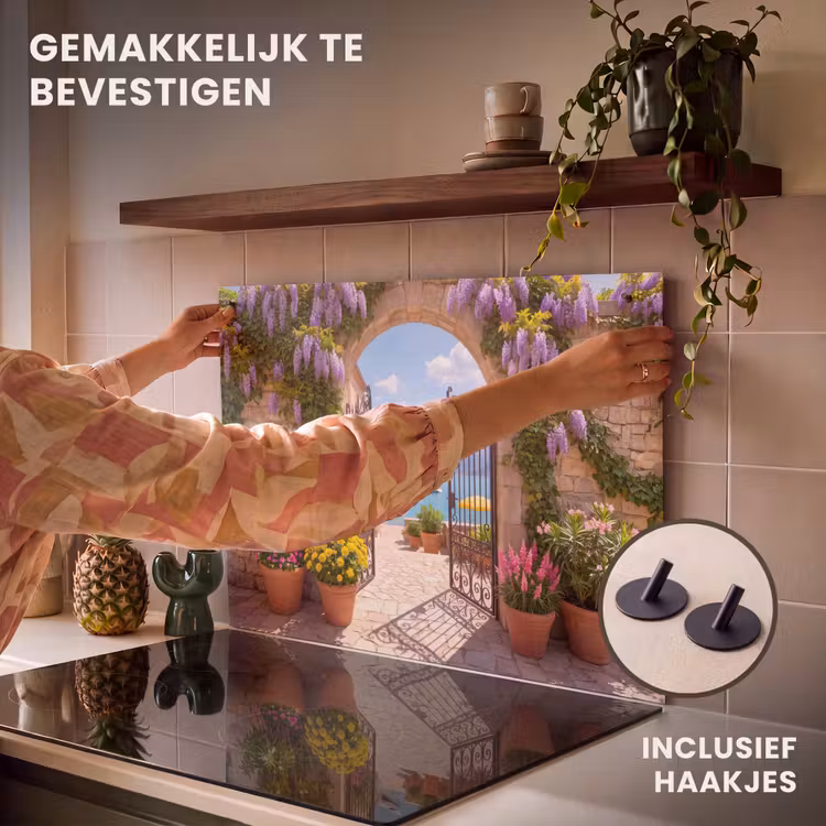 Inductiebeschermer & spatscherm (2in1) - Poort - Zee - Uitzicht — 7