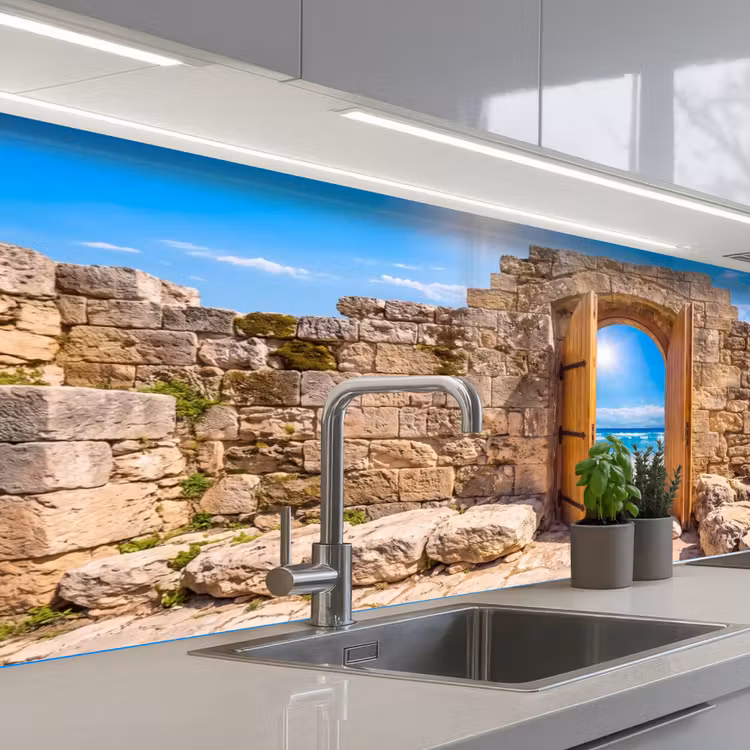 Keuken achterwand - Deur - Strand - Zee — 2