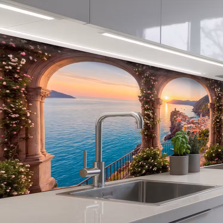 Keuken achterwand - Dorp - Zee - Zonsondergang — 2