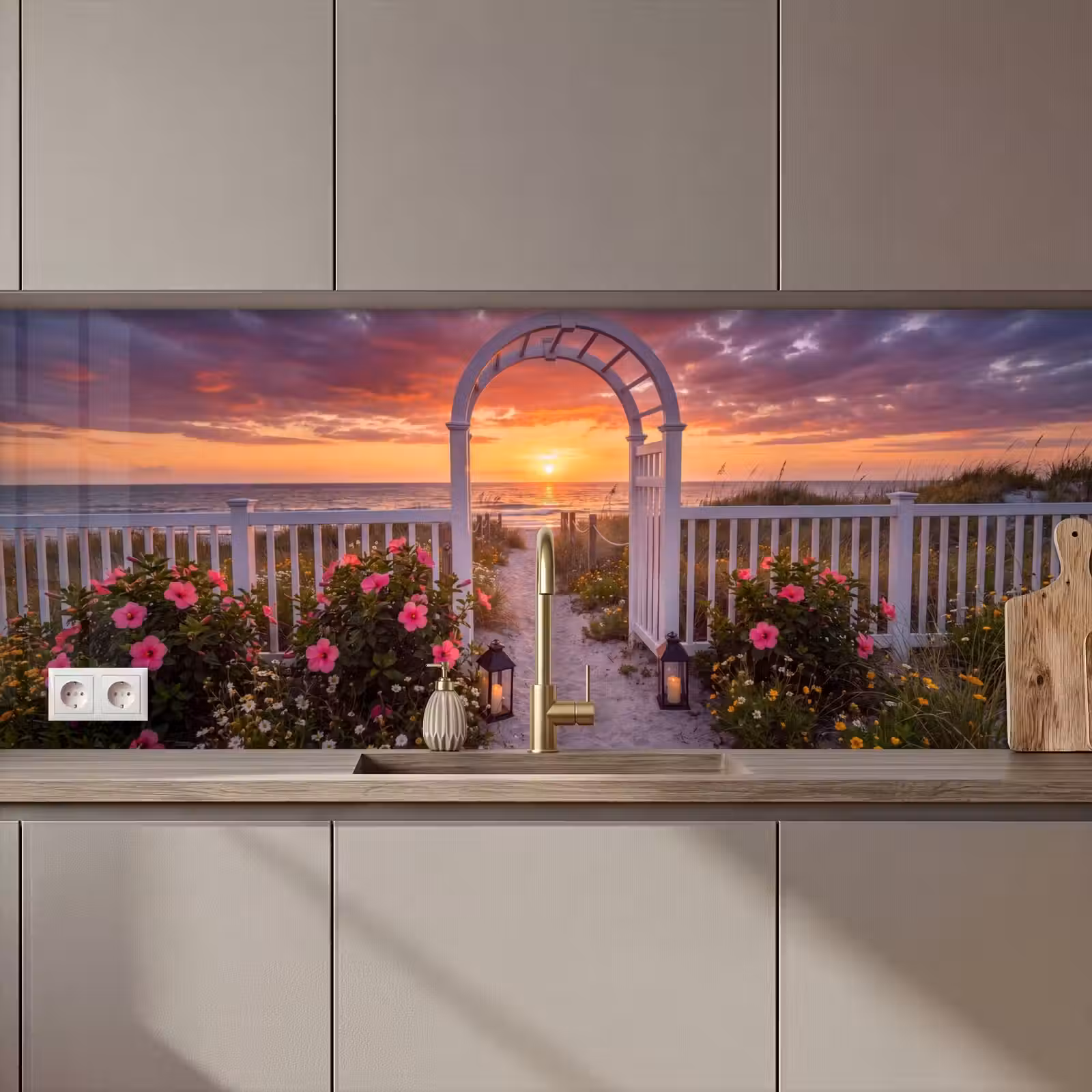 Keuken achterwand - Zee - Pad - Bloemen — 1