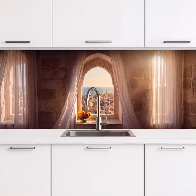 Keuken achterwand - Raam - Stad - Zee — 4