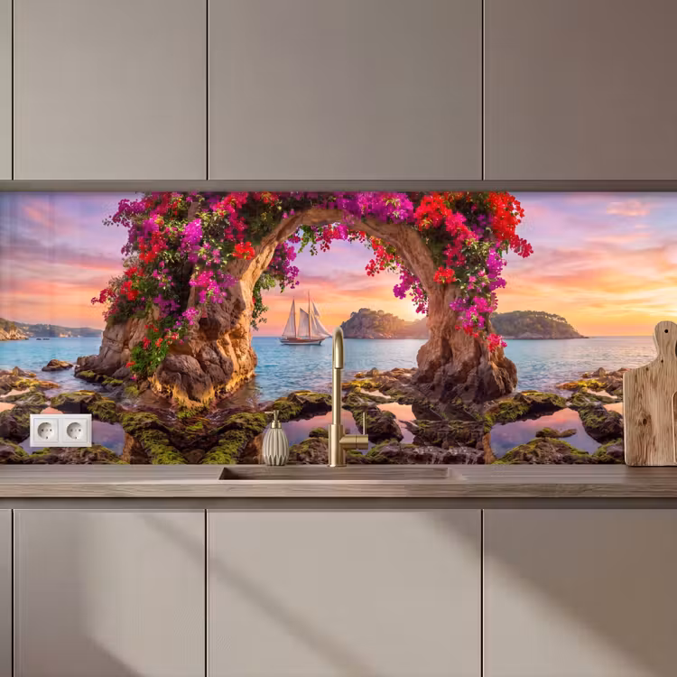 Keuken achterwand - Zeilboot - Kust - Natuur — 1