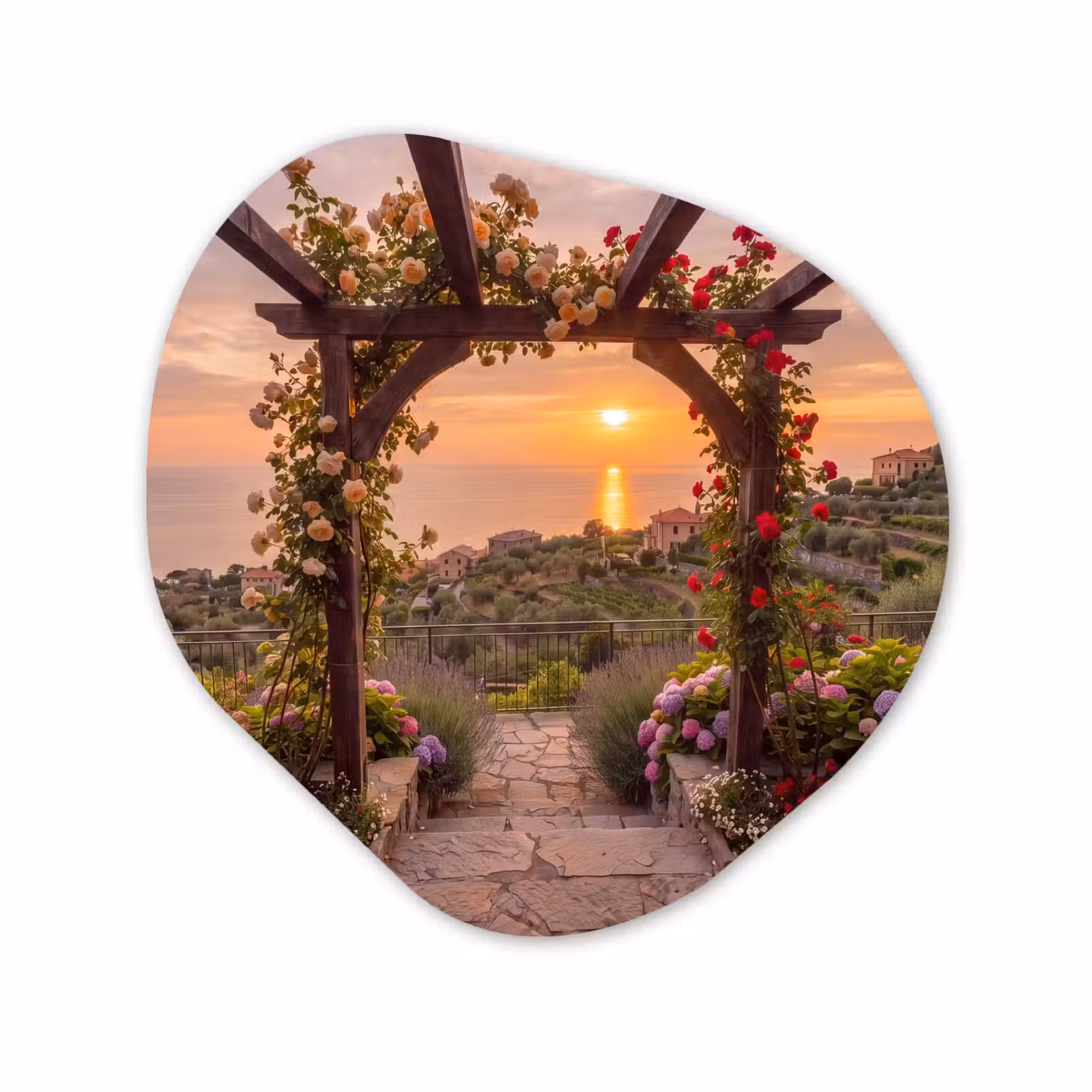 Organisch schilderij forex - Pergola - Zee - Zonsondergang — 1