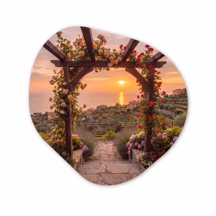 Organisch schilderij forex - Pergola - Zee - Zonsondergang — 1
