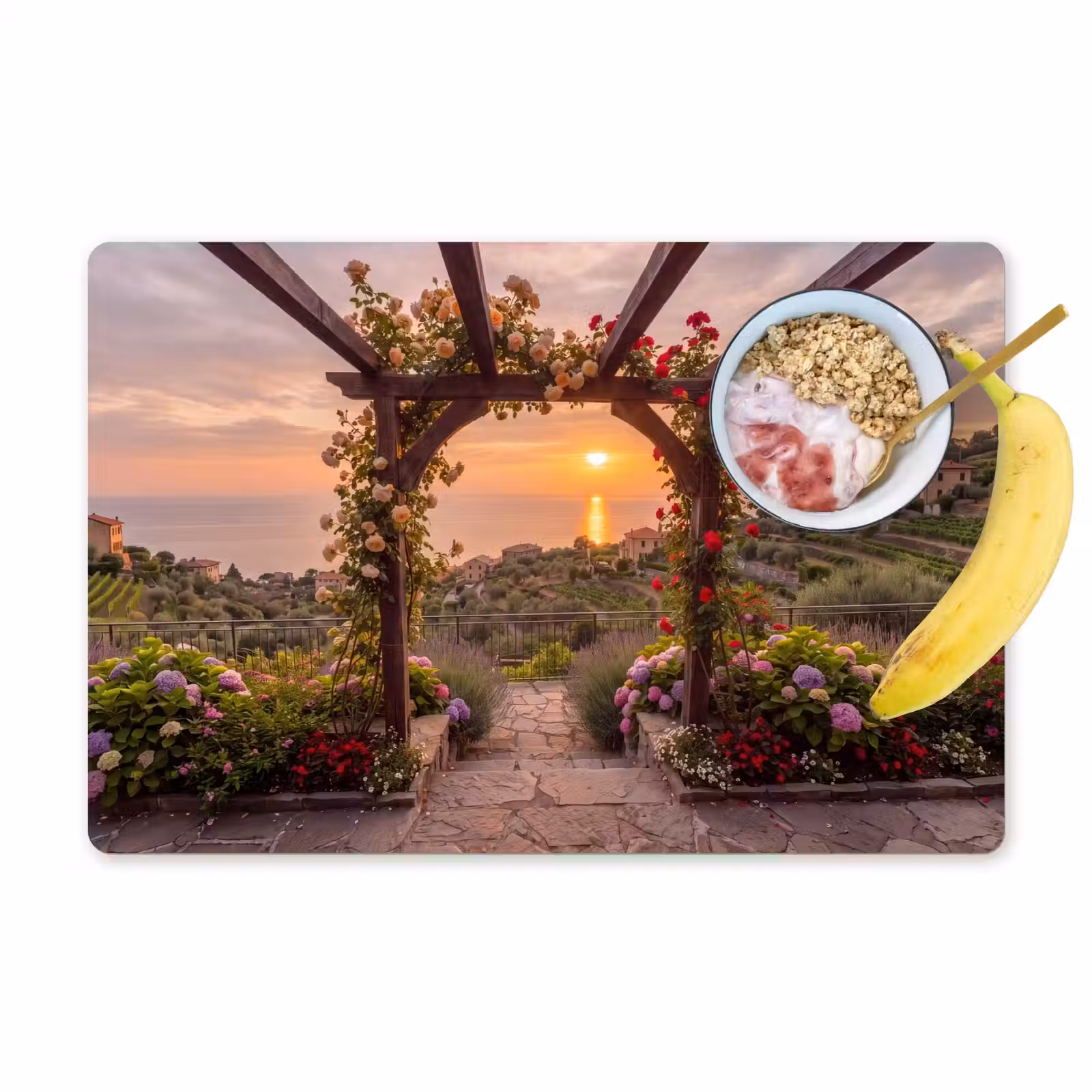 Placemat - 6 stuks - Pergola - Zee - Zonsondergang — 1