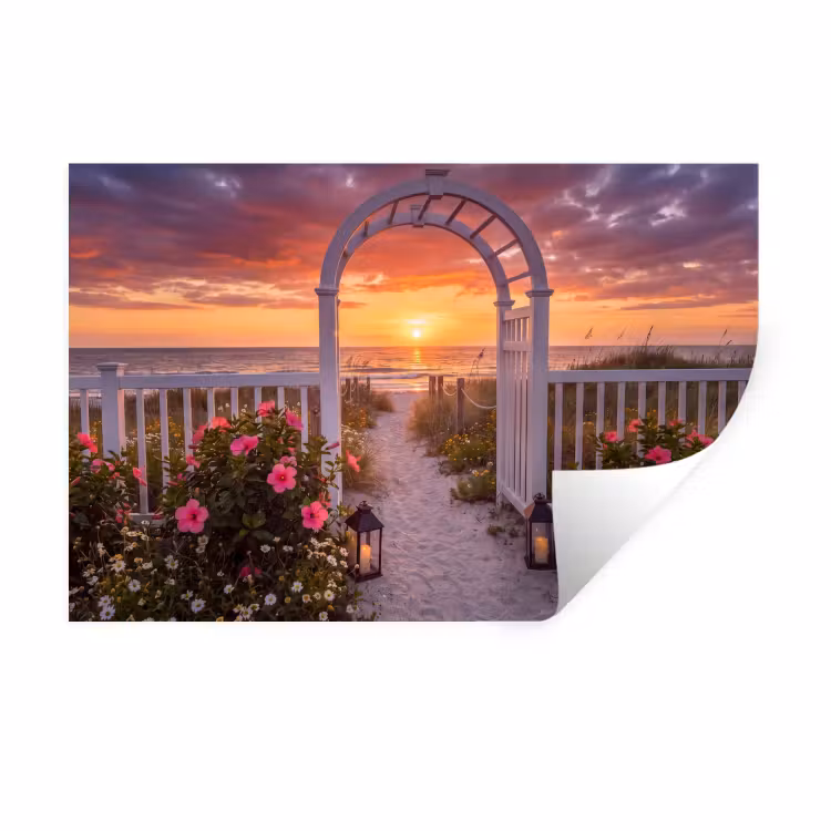 Muursticker - Zee - Pad - Bloemen — 1