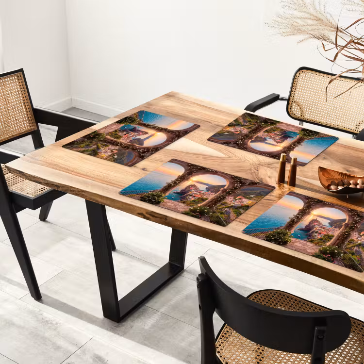Placemat - 6 stuks - Dorp - Zee - Zonsondergang — 3