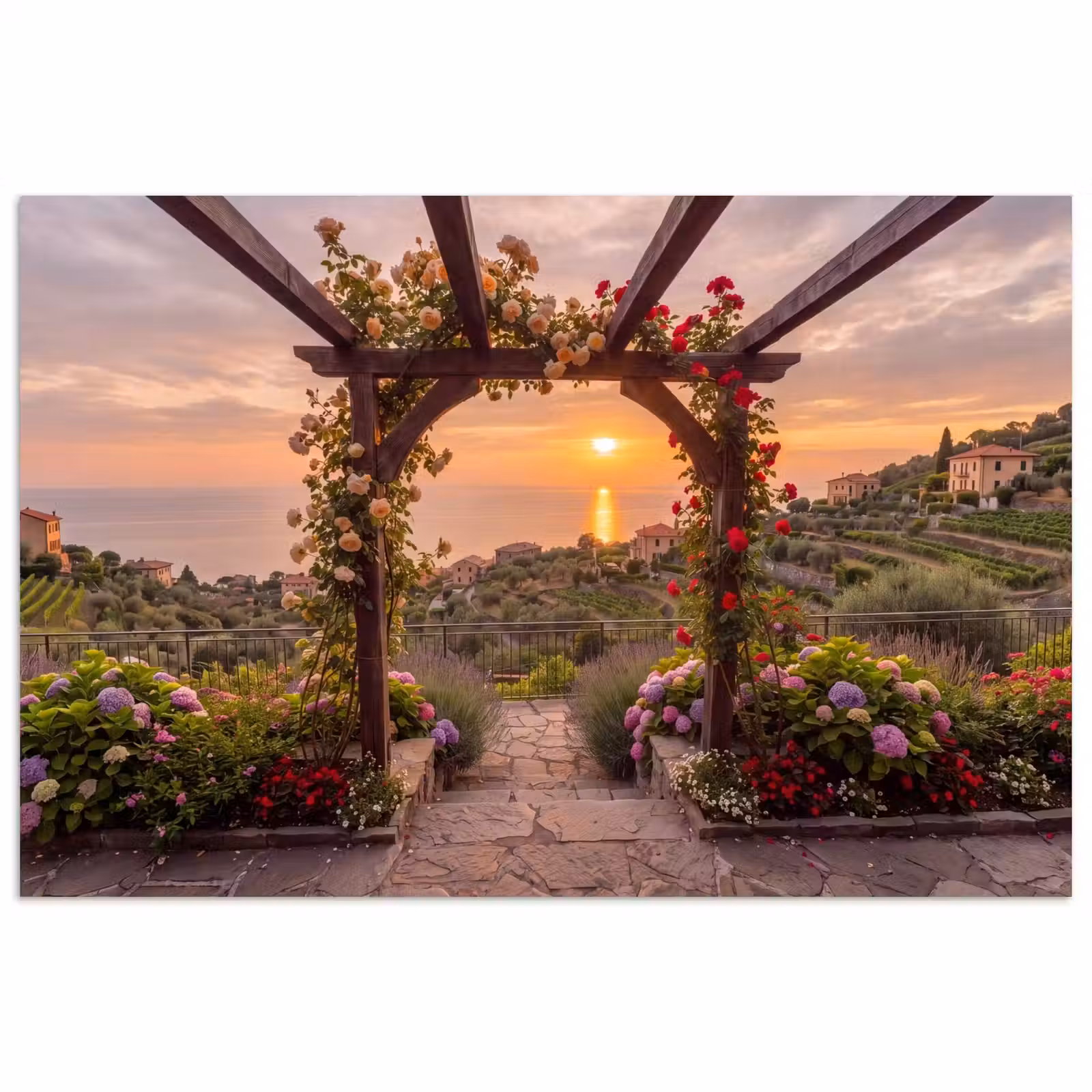Poster - Pergola - Zee - Zonsondergang — 1