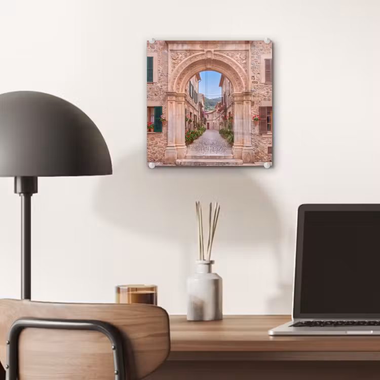 Glas schilderij - Boog - Straat - Dorp — 7