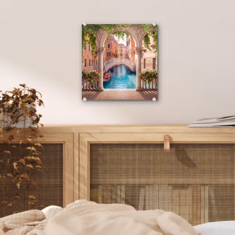 Glas schilderij - Gracht - Stad - Architectuur — 5
