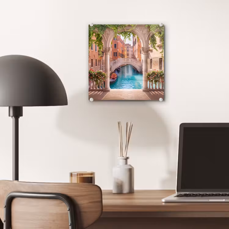 Glas schilderij - Gracht - Stad - Architectuur — 7