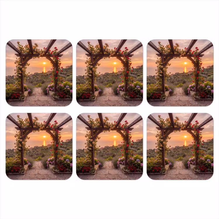 Onderzetter - Pergola - Zee - Zonsondergang — 1