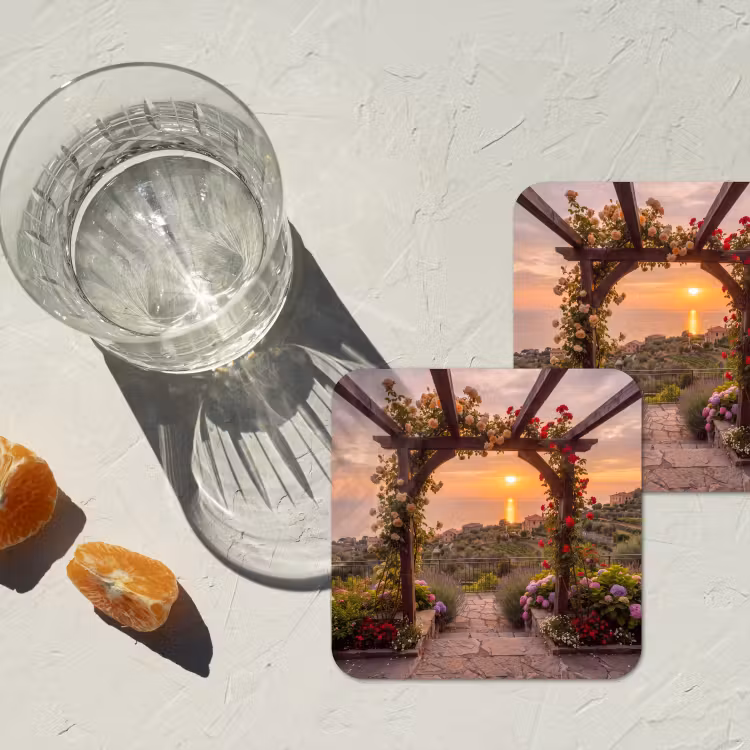 Onderzetter - Pergola - Zee - Zonsondergang — 2