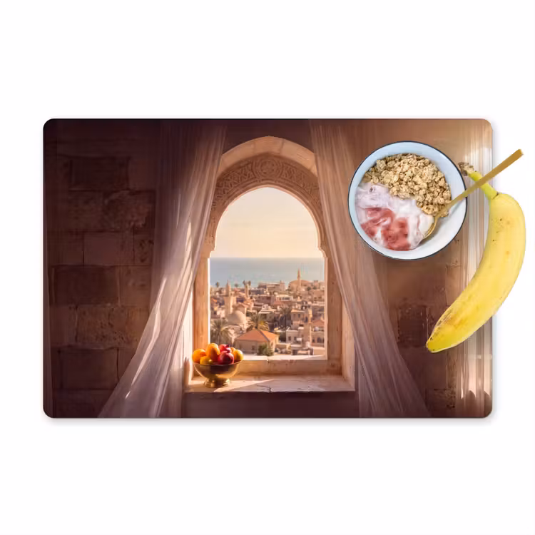 Placemat - 6 stuks - Raam - Stad - Zee — 1