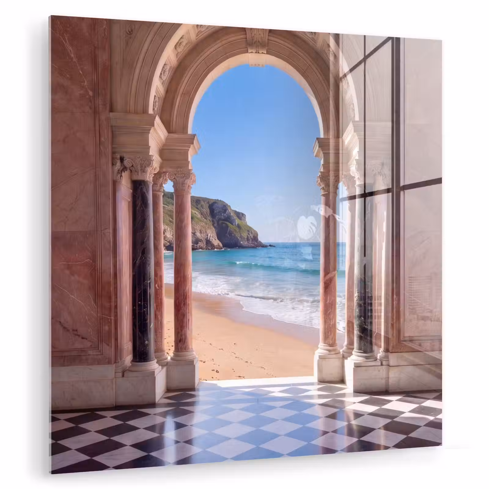 Glas schilderij - Boog - Strand - Zee — 1