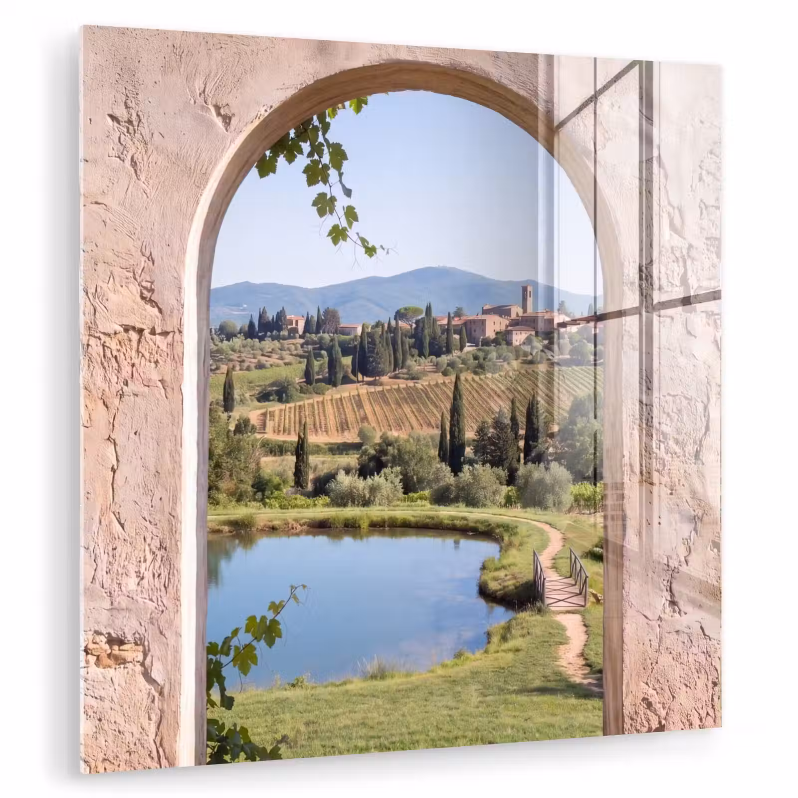 Glas schilderij - Dorp - Landschap - Natuur — 1