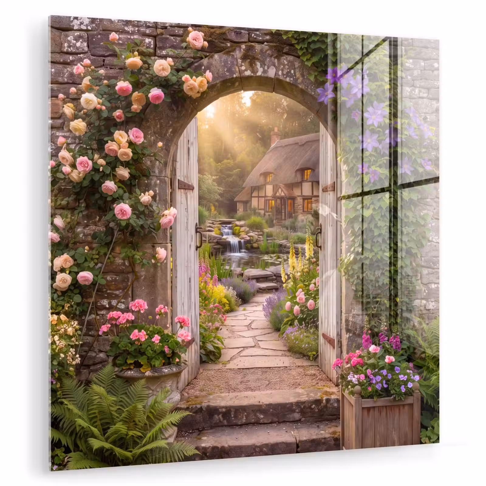 Glas schilderij - Huis - Tuin - Natuur — 1
