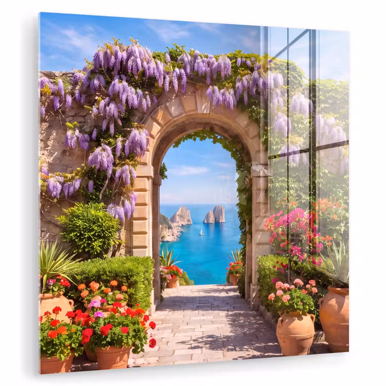 Glas schilderij - Bloemen - Tuin - Landschap — 1