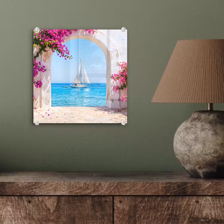 Glas schilderij - Bloemen - Zee - Zomer — 4