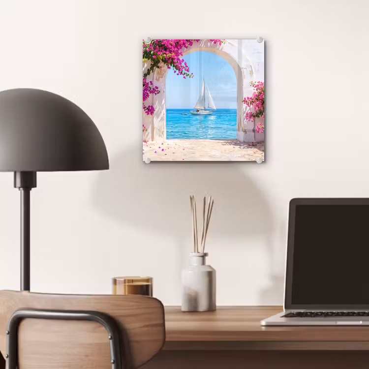 Glas schilderij - Bloemen - Zee - Zomer — 7