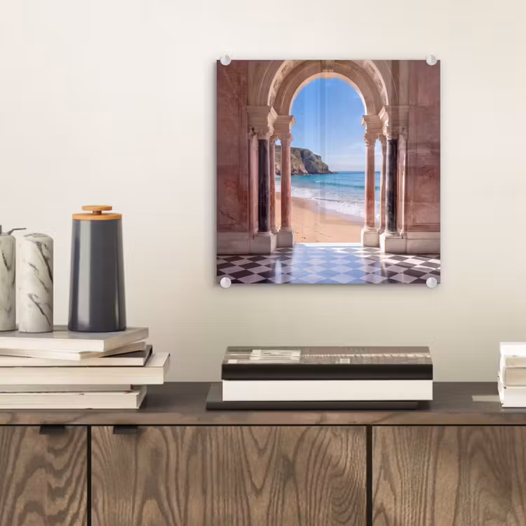 Glas schilderij - Boog - Strand - Zee — 2