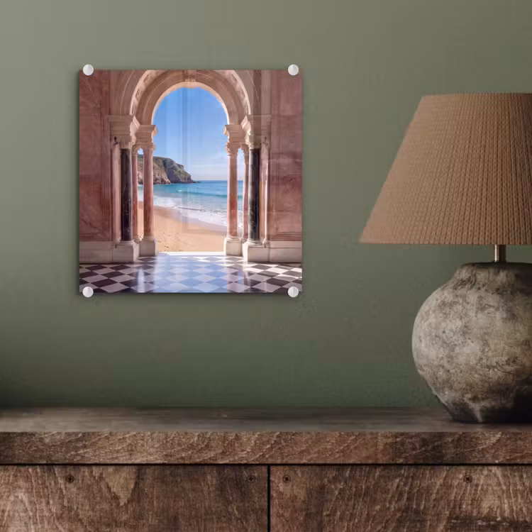 Glas schilderij - Boog - Strand - Zee — 4