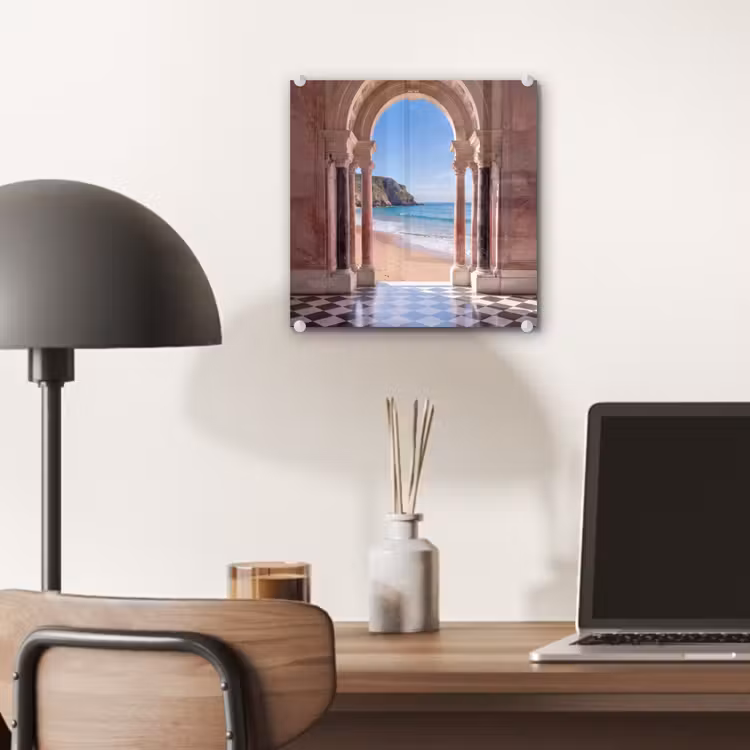 Glas schilderij - Boog - Strand - Zee — 7