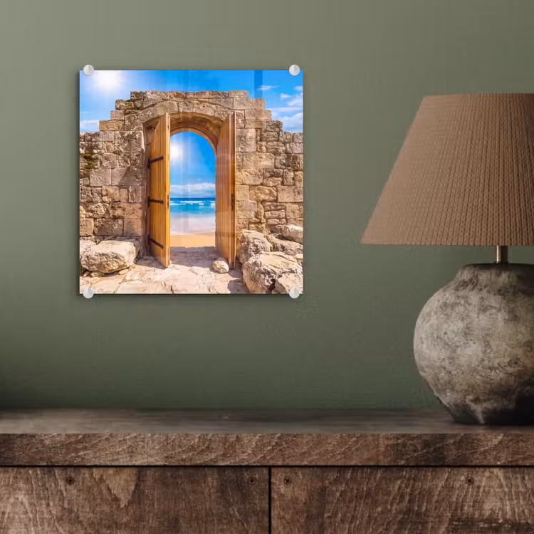 Glas schilderij - Deur - Strand - Zee — 4