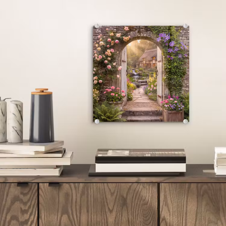 Glas schilderij - Huis - Tuin - Natuur — 2