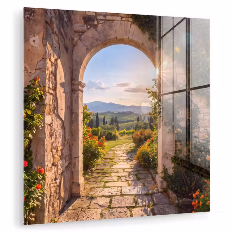 Glas schilderij - Pad - Tuin - Zonnig — 1