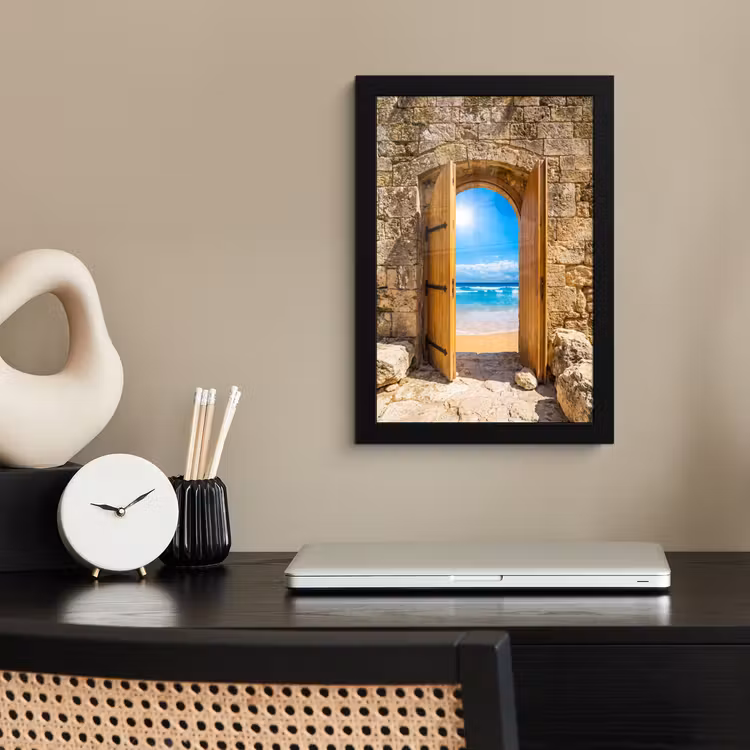 Poster met lijst - Deur - Strand - Zee — 3