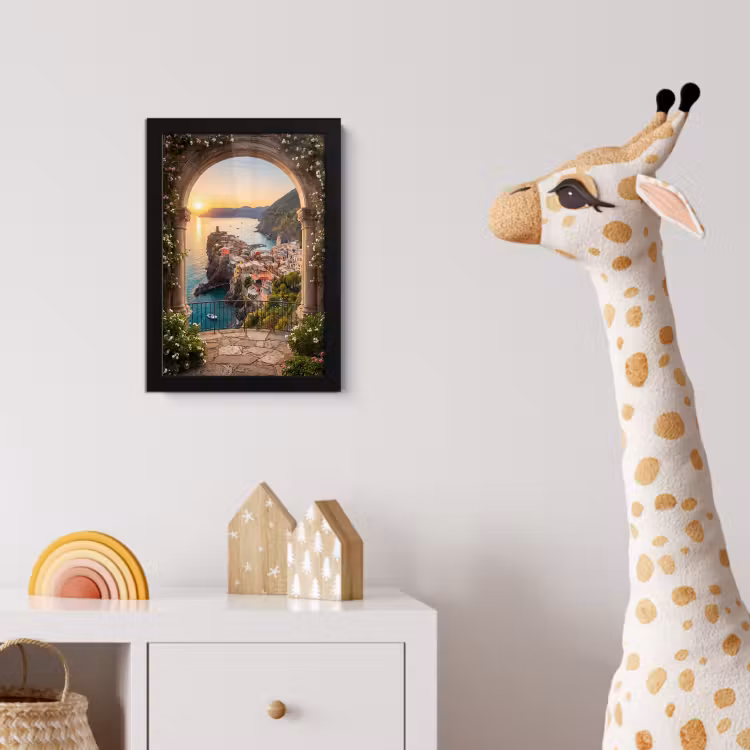 Poster met lijst - Dorp - Zee - Zonsondergang — 5