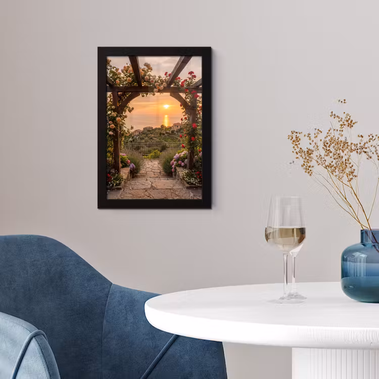 Poster met lijst - Pergola - Zee - Zonsondergang — 2