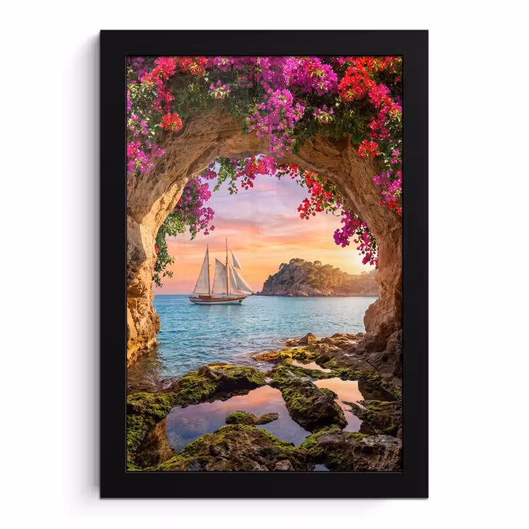 Poster met lijst - Zeilboot - Kust - Natuur — 1