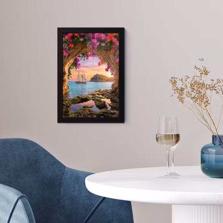 Poster met lijst - Zeilboot - Kust - Natuur — 2