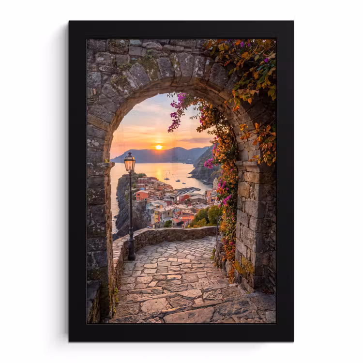 Poster met lijst - Boog - Kust - Zonsondergang — 1
