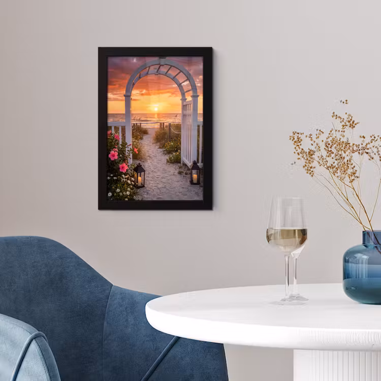 Poster met lijst - Zee - Pad - Bloemen — 2