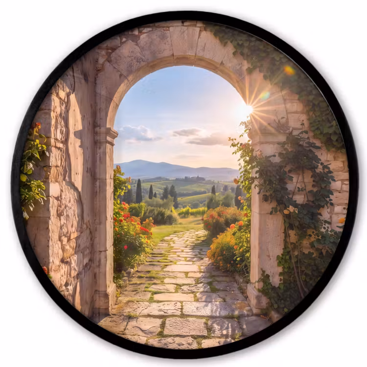 Ronde fotolijst - Pad - Tuin - Zonnig — 1