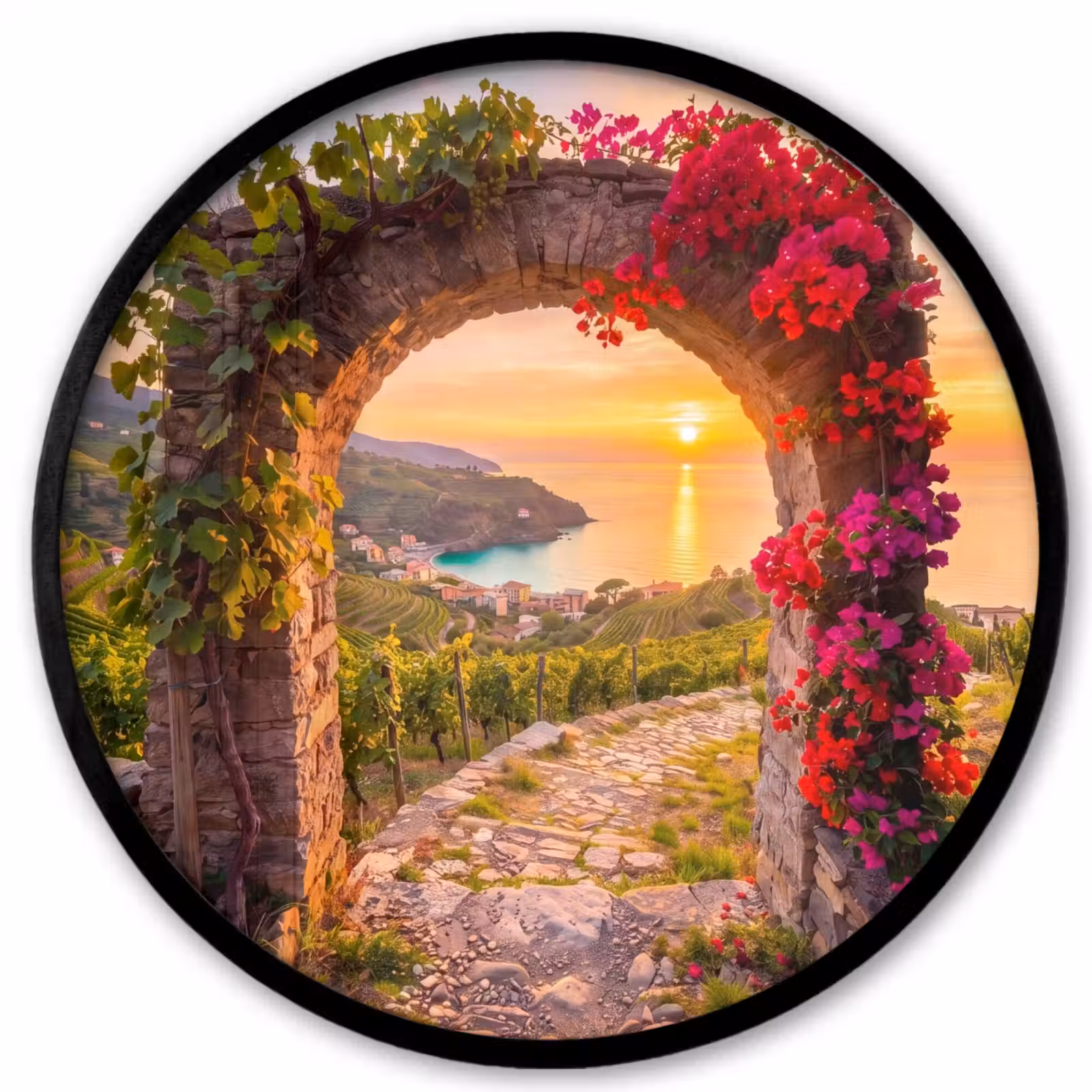 Ronde fotolijst - Boog - Zonsondergang - Kust — 1