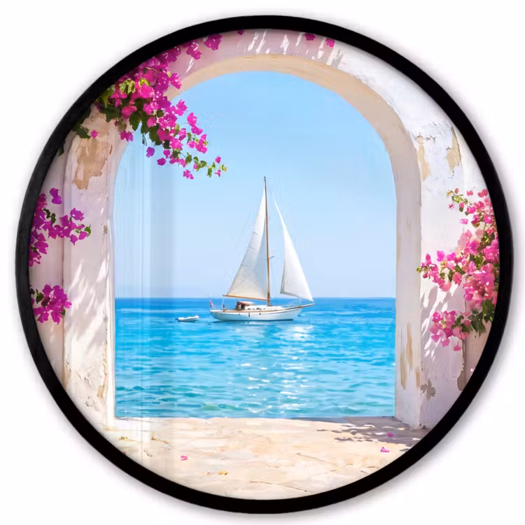 Ronde fotolijst - Bloemen - Zee - Zomer — 1