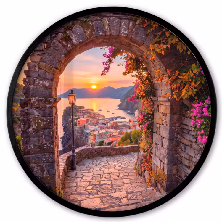 Ronde fotolijst - Boog - Kust - Zonsondergang — 1