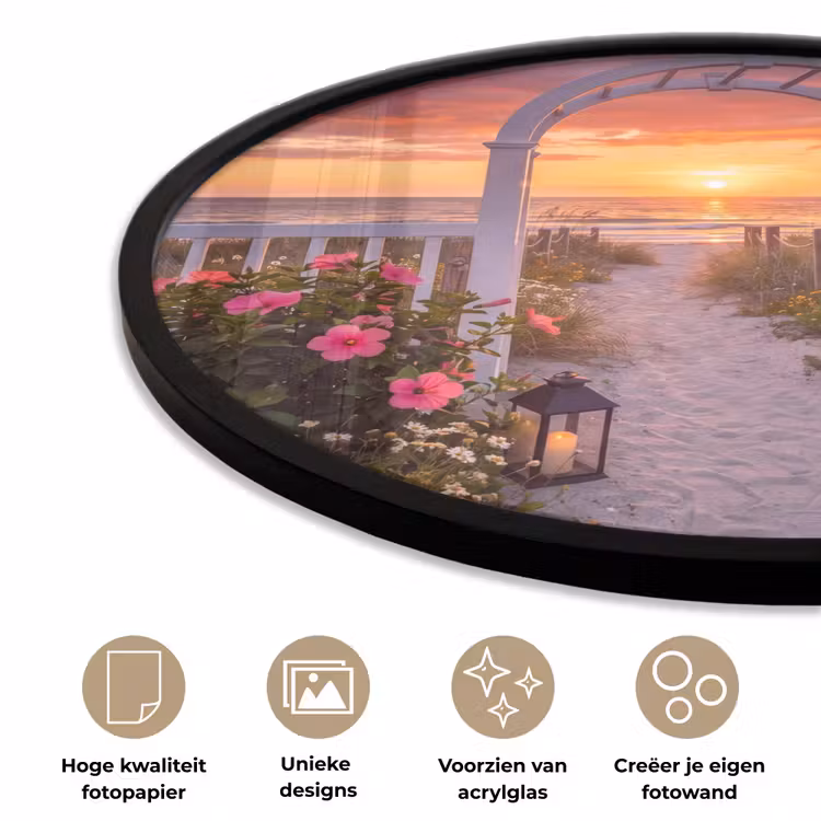 Ronde fotolijst - Zee - Pad - Bloemen — 2