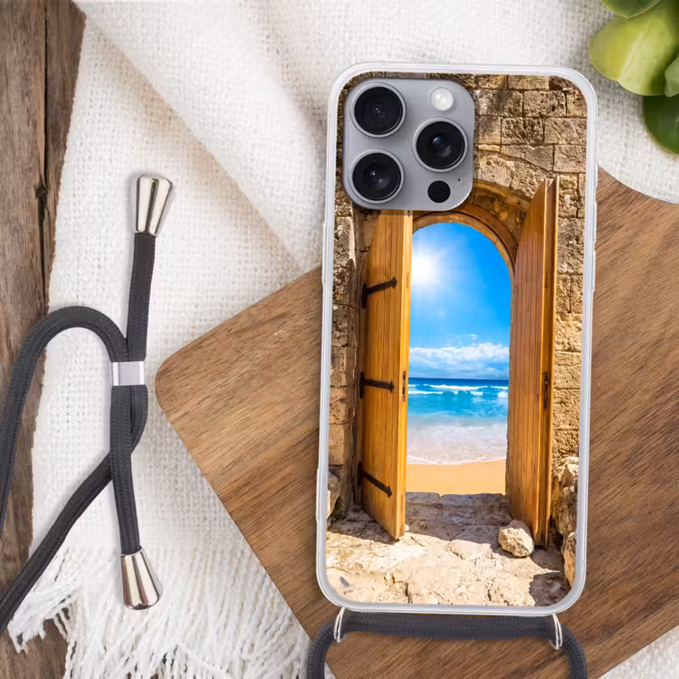 Telefoonhoesje met koord - Deur - Strand - Zee — 3