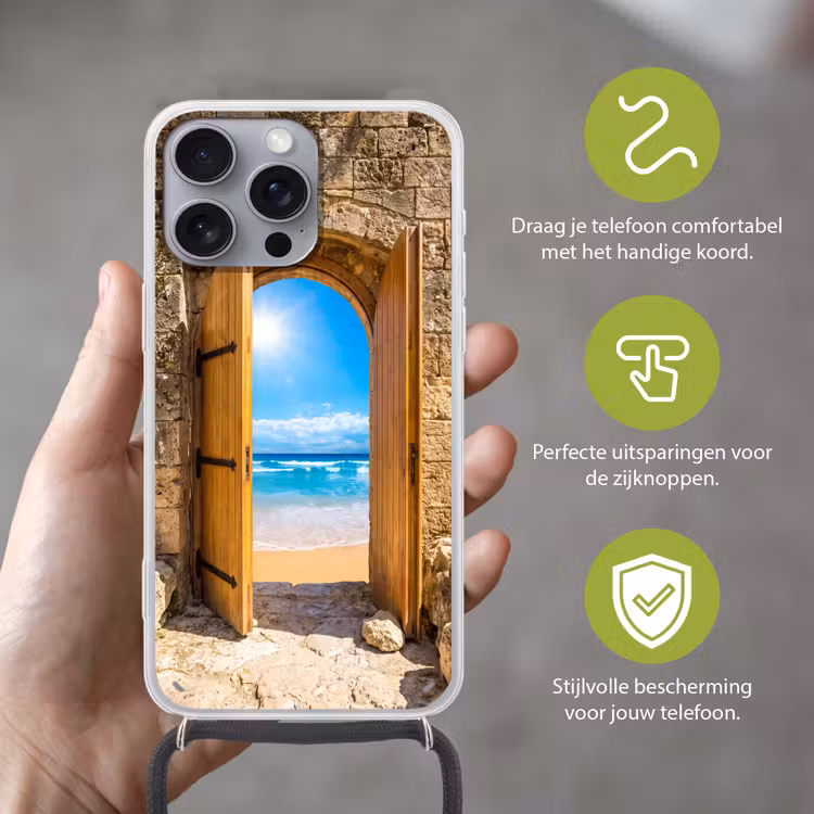 Telefoonhoesje met koord - Deur - Strand - Zee — 4